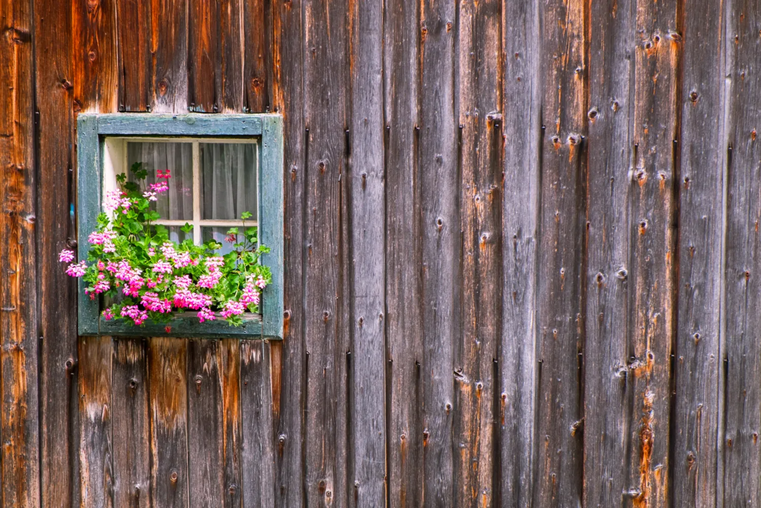 پوستر خانه‌های مزرعه‌ای اتریشی با پنجره‌های کوهستانی