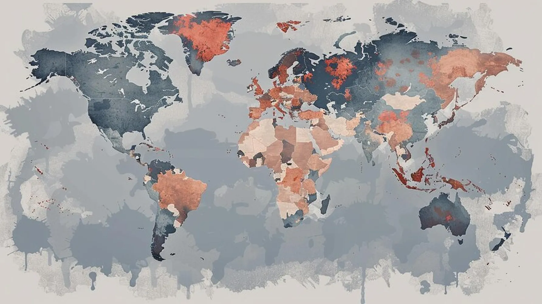 پوستر نقشه جهان آرافد با رنگ های بسیار مولد