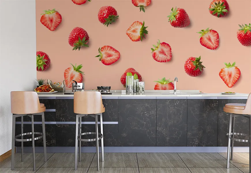پوستر آشپزخانه طرح الگوی توت فرنگی
