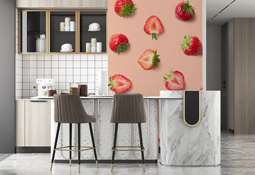 پوستر آشپزخانه طرح الگوی توت فرنگی
