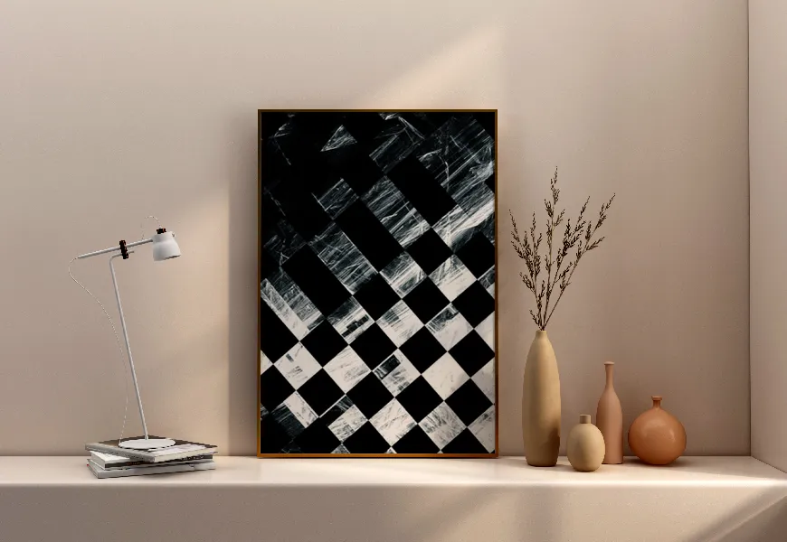 پوستر سه بعدی طرح شطرنجی براق