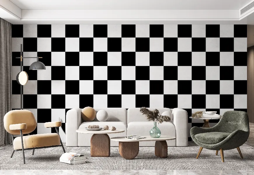 کاغذ دیواری طرح شطرنجی ساده