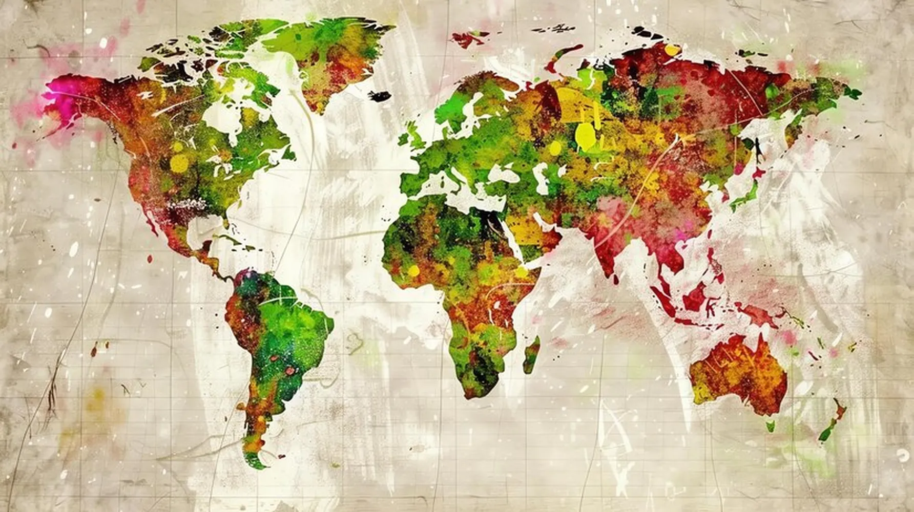 پوستر 3 بعدی نقاشی آبرنگ طرح نقشه جهان