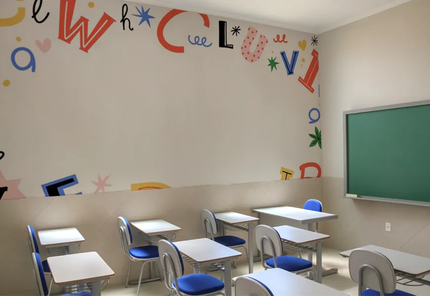 کاغذ دیواری سه بعدی مدرسه طرح الفبای انگلیسی