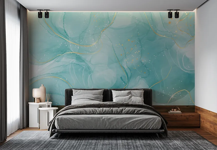 پوستر دیواری مدرن اتاق خواب طرح انتزاعی آبی