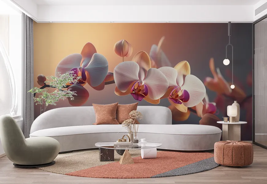 پوستر 3 بعدی طرح گل پاییز با رنگ جادویی
