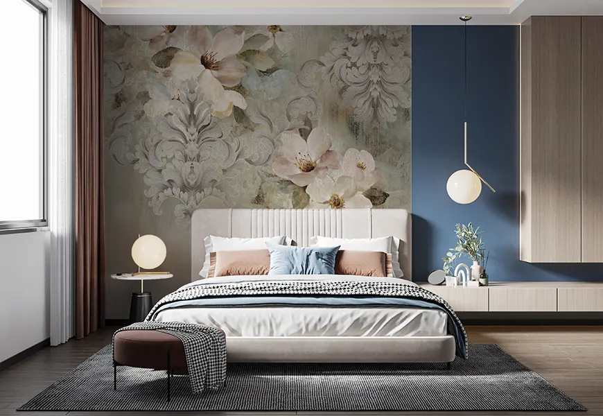 پوستر دیواری سه بعدی کلاسیک اتاق خواب زن و شوهر