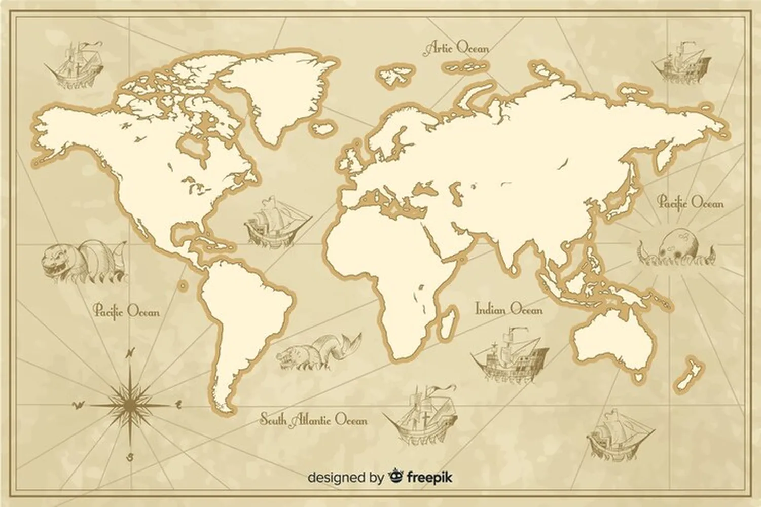 پوستر 3 بعدی طرح نقشه جهان با جزئیات