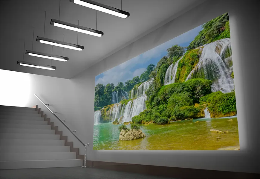 پوستر 3 بعدی طرح آبشار در کوهستان های چین