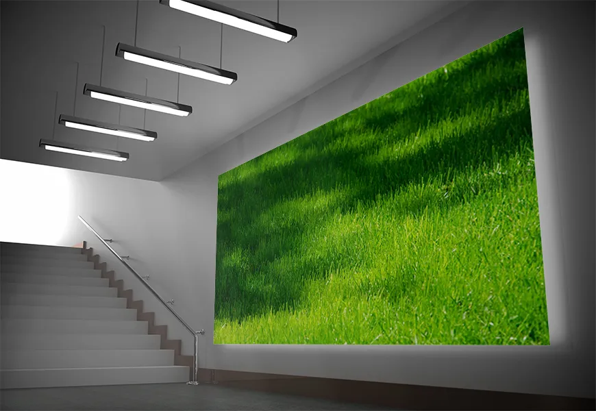 پوستر دیواری سه بعدی راهرو طرح طبیعت چمن سبز