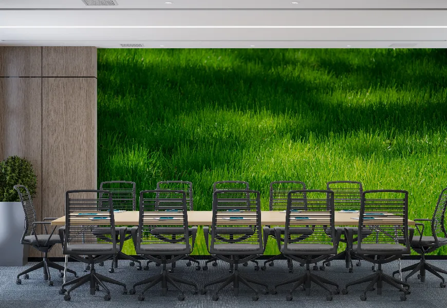 پوستر دیواری سه بعدی طرح طبیعت چمن سبز