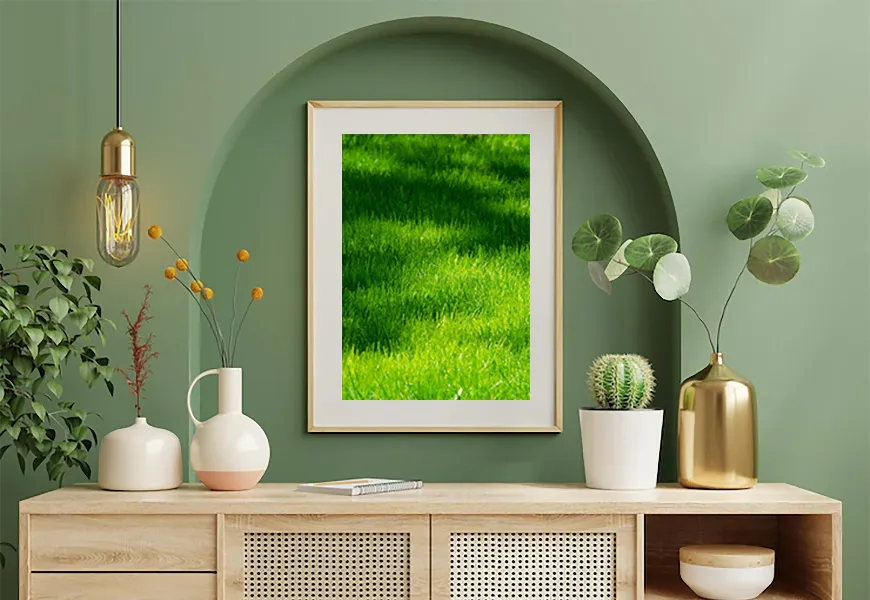 پوستر دیواری سه بعدی طرح طبیعت چمن سبز