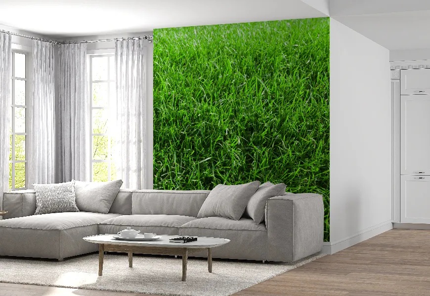 پوستر دیواری سه بعدی طرح زمین چمن سبز