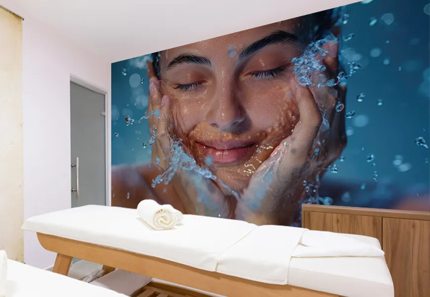 پوستر دیواری 3 بعدی طرح فرش پوست با آب