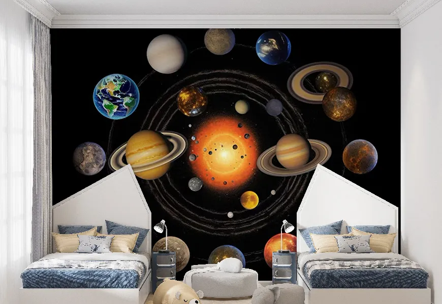 پوستر دیواری کهکشان طرح سیارات منظومه شمسی