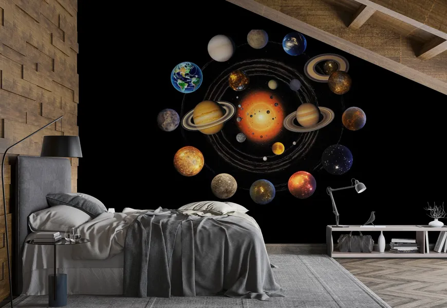 پوستر دیواری کهکشان طرح سیارات منظومه شمسی