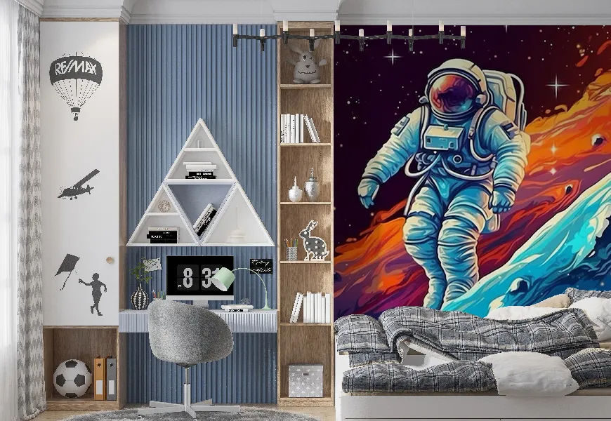 پوستر 3 بعدی طرح فضانوردان کهکشان فضایی