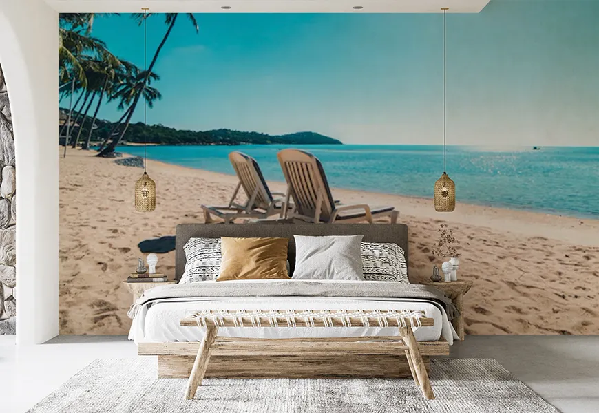 پوستر دیواری 3 بعدی طرح ساحل زیبای گرمسیری