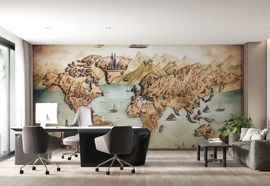 پوستر دیواری 3 بعدی طرح نقشه آثار باستانی جهان
