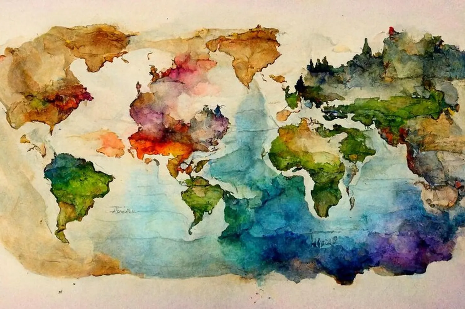 کاغذ دیواری طرح رنگی نقشه جهان