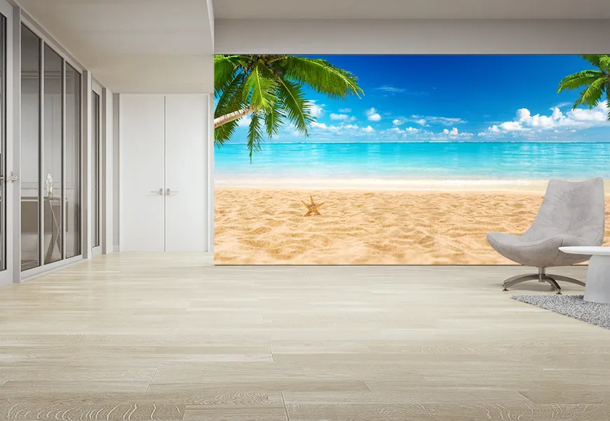 پوستر سه بعدی طرح سواحل زیبای مناطق گرمسیری
