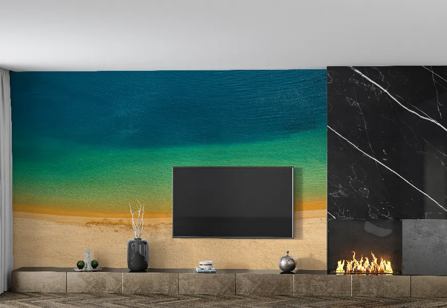 کاغذ دیواری 3 بعدی طرح ساحل با شن های طلایی از جزایر قناری