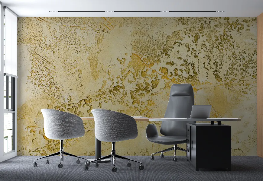پوستر سه بعدی لاکچری طرح دیوار بتنی طلایی