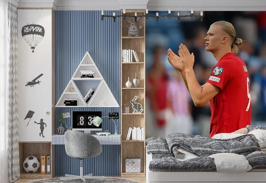 کاغذ دیواری طرح فوتبالی از ارلینگ هالند نروژی