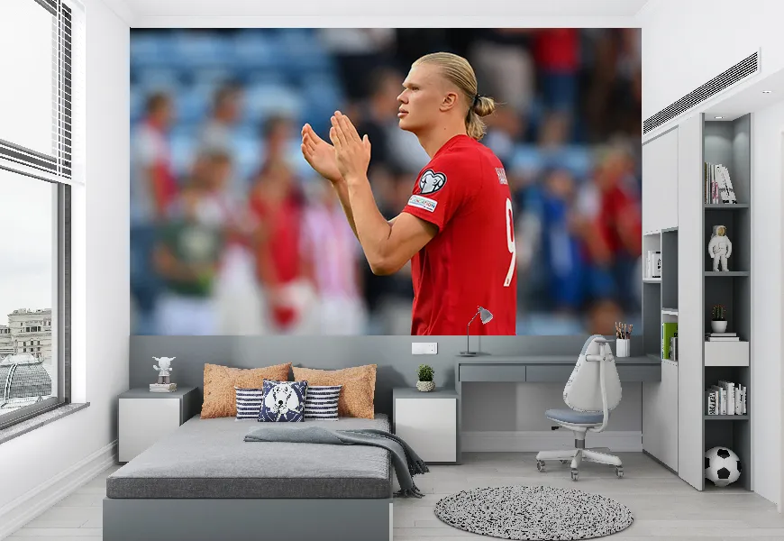کاغذ دیواری طرح فوتبالی از ارلینگ هالند نروژی