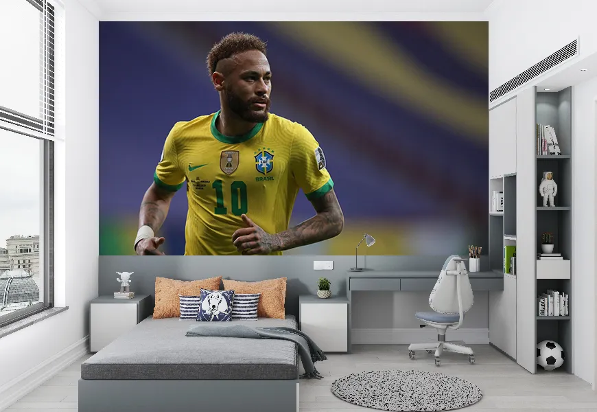 کاغذ دیواری 3 بعدی طرح نیمار فوتبالیست برزیلی