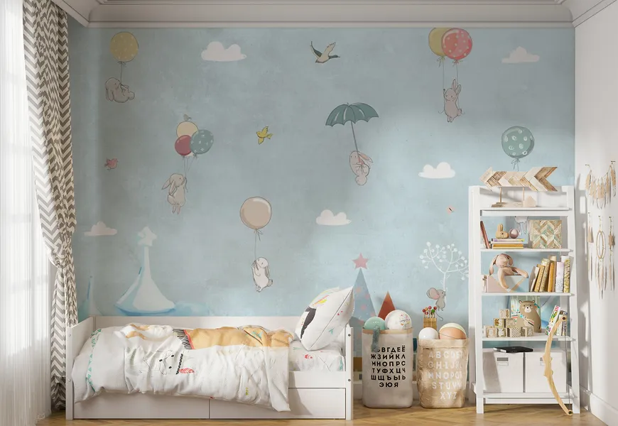 پوستر دیواری اتاق نوزاد، نقاشی شهر حیوانات