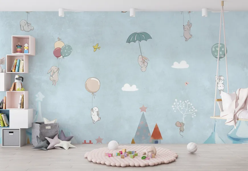 پوستر دیواری اتاق نوزاد، نقاشی شهر حیوانات