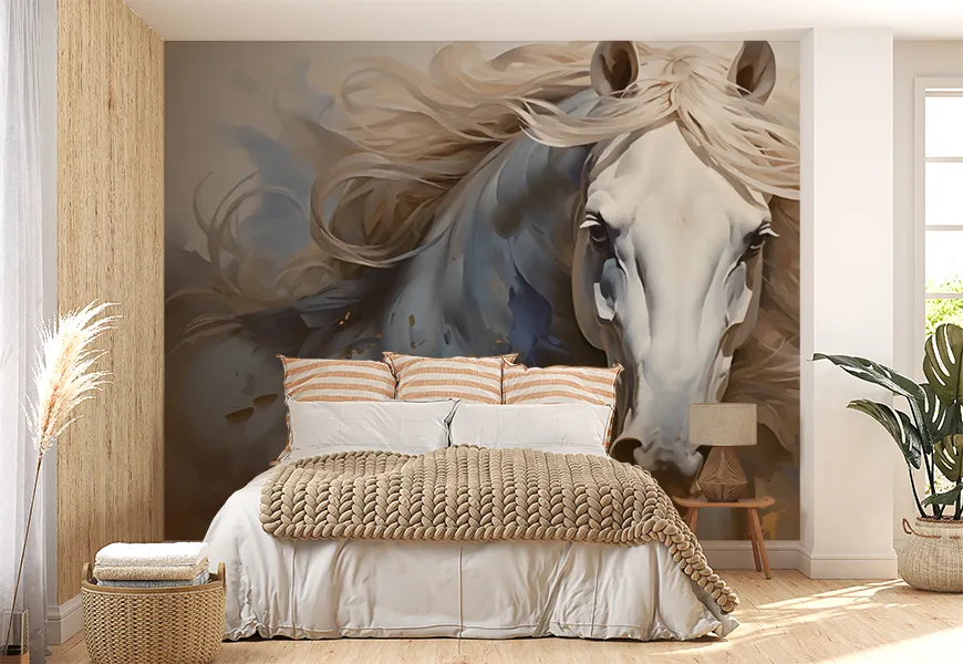 پوستر دیواری سه بعدی نقاشی آبرنگ طرح اسب